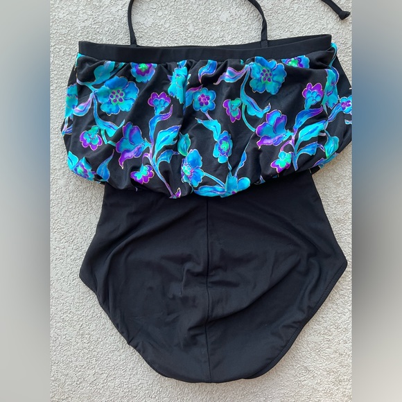 CAROL WIOR One Piece Swimsuit Floral Underwire Bra Loose fit top Spaghetti strap - Picture 5 of 7